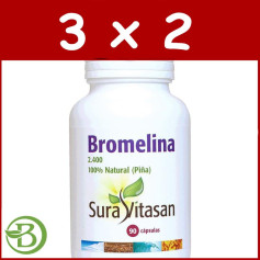 Pack 3x2 Bromelina 2.400 90 Capsule Sura Vitasan