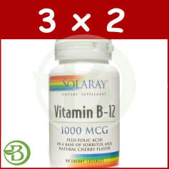 Confezione 3x2 Vitamina B12 e Acido Folico 1.000Mcg. 90 compresse Solaray