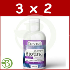 Confezione 3x2 Shampoo Biotina e Aloe Vera per Capelli Tinti 100Ml. Drasanvi