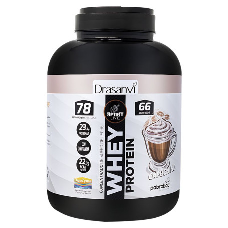 Concentrato di proteine del siero di latte Cappuccino 2Kg Sport Live Drasanvi