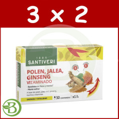 Confezione 3x2 Polline, Gelatina e Ginseng Vitaminizzato 30 Compresse Santiveri