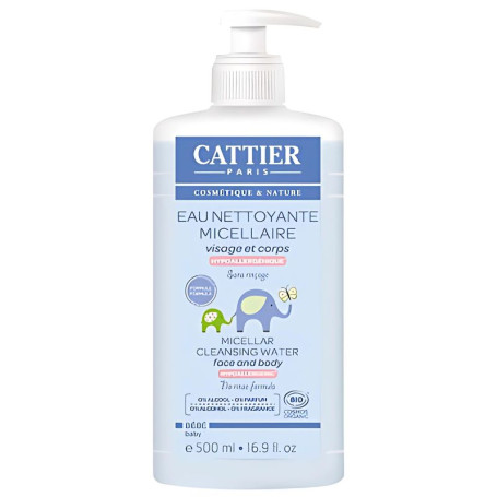 Acqua Detergente Viso e Corpo Biologica per Bambini 500Ml Cattier