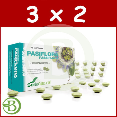 Pack 3x2 Pasiflora 60 Comprimidos Soria Natural