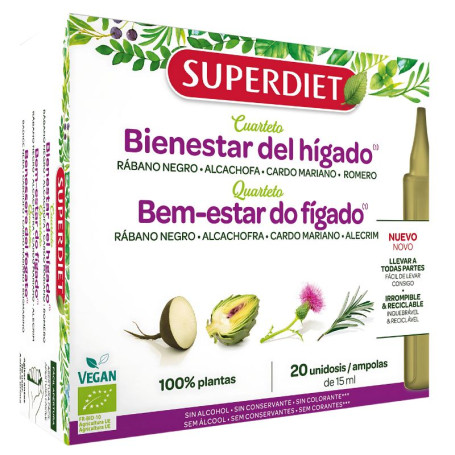Quartetto per il benessere del fegato (Digest) Bio 20 Fiale Superdiet