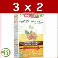 Confezione 3x2 Pappa Reale Miele + Polline Biologico 1500mg 20 Fiale Superdiet