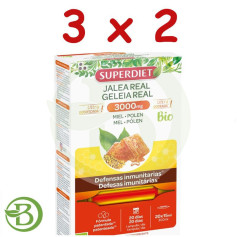Confezione 3x2 Pappa Reale Miele + Polline Biologico 3000mg 20 Fiale Superdiet