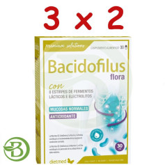 Confezione 3x2 Bacidofilus Flora 30 capsule Dietmed