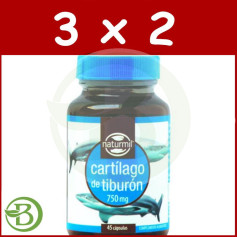 Pack 3x2 Cartílago de Tiburón 750Mg. 45 Cápsulas Naturmil