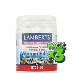 Pack 3x Vitamina E Natural 60 Tabletas 400UI Lamberts