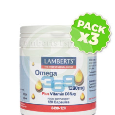 Confezione 3x Omega 3, 6, 9 1200mg. con vitamina D3 Lamberts