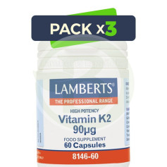 Confezione da 3x Vitamina K 60 capsule Lamberts