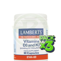 Confezione 3x Vitamina D3 e K2 60 capsule Lamberts