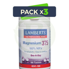Confezione 3x Magnesio 375 180 compresse Lamberts