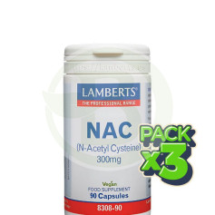Confezione 3x Nac (N-acetil cisteina) 300 mg 90 capsule Lamberts