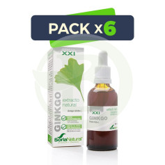 Confezione da 6 Estratto di Ginkgo Biloba Formula XXI 50Ml. Soria Naturale