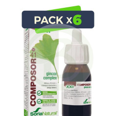 Confezione da 6 Composor 41 Ginkgox Complex Formula XXI 50 ml. Soria Naturale