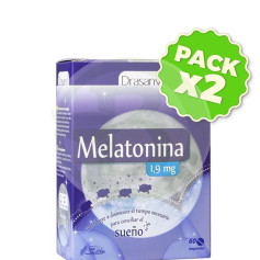 Confezione da 2 compresse di melatonina da 60 mg. Drasanvi
