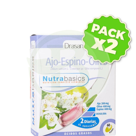 Pack 2x Ajo, Espino y Olivo 500Mg. 60 Perlas Drasanvi