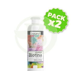 Confezione da 2 shampoo alla biotina e aloe vera per capelli grassi da 100 ml. Drasanvi
