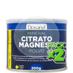 Confezione da 2 polvere minerale di citrato di magnesio al gusto di limone 200 g Drasanvi