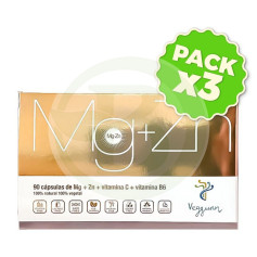 Confezione 3x Magnesio + Zinco + Vit C + B6 90 Capsule Veggunn