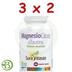 Pack 3x2 Magnesio e L-Taurina 90 Capsule Sura Vitasan
