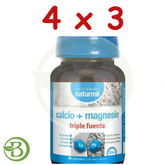 Pack 4x3 Calcio + Magnesio Triple Fuente 90 Comprimidos Naturmil