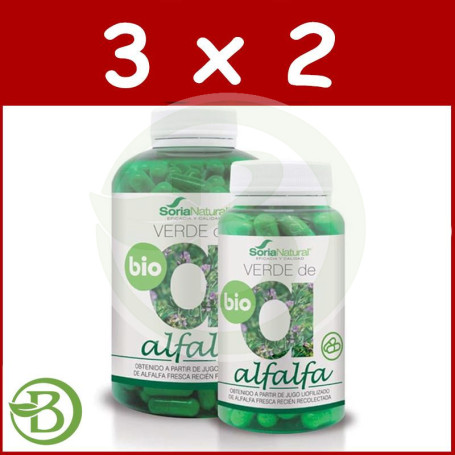 Pack 3x2 Verde de Alfalfa 240 Cápsulas Soria Natural