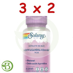 Solaray 3x2 Pack Ashwagandha Ksm-66 Plus 60 Capsule Vegetali