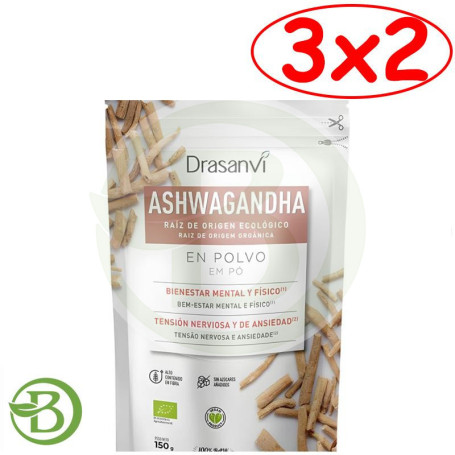 Pack 3x2 Ashwagandha Polvo Bio 150G Drasanvi