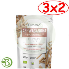 Confezione 3x2 Ashwagandha in polvere biologica 150G Drasanvi