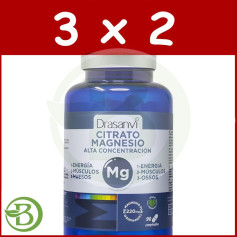 Confezione da 3x2 compresse di citrato di magnesio ad alta concentrazione, 90 compresse Drasanvi
