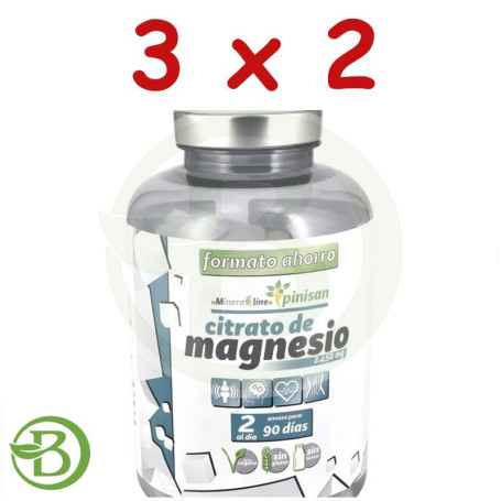 Pack 3x2 Citrato De Magnesio 180 Comprimidos Pinisan