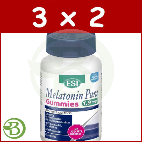 Pack 3x2 Melatonin Pura 1,9Mg Gummies 60 Gominolas Esi