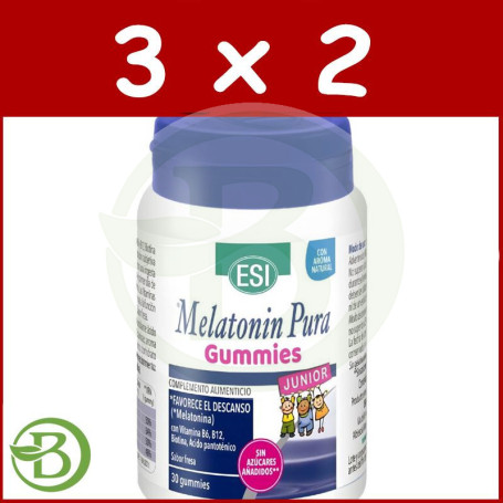 Pack 3x2 Melatonin Pura Junior Gummies 1Mg 30 Gominolas Esi