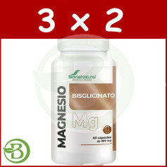 Confezione da 3x2 Bisglicinato di magnesio 60 capsule Soria Natural