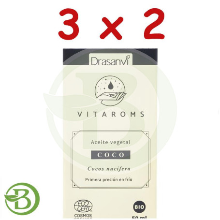 Pack 3x2 Aceite Vegetal De Coco (Primera Presión en Frío) 50Ml Drasanvi