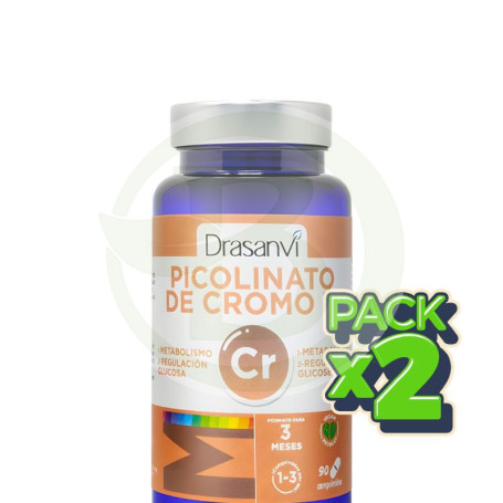 Pack 2x Mineral Picolinato De Cromo 90 Comprimidos Drasanvi