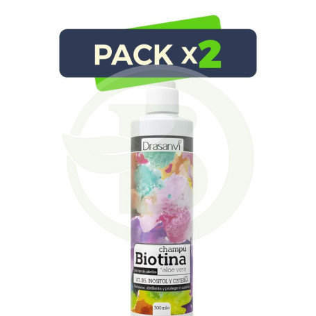 Pack 2x Champú De Biotina y Aloe Vera 300Ml Drasanvi