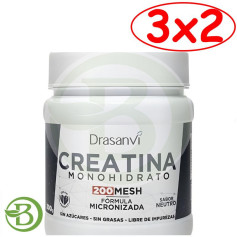 Pack 3x2 Creatina 200 Mesh Gusto Neutro 300G Drasanvi