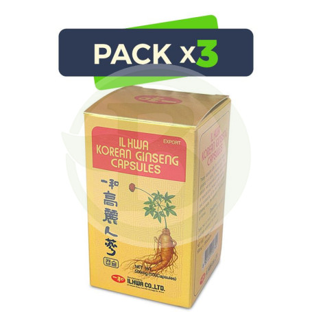 Pack 3x Ginseng Tarro 100 Cápsulas Il Hwa