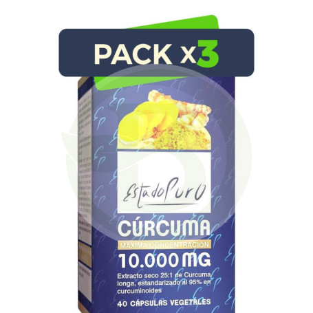 Pack 3x Cúrcuma 10.000Mg 40 Cápsulas Vegetales Estado Puro