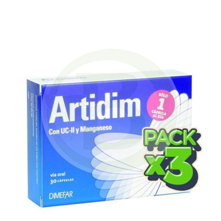 Pack 3x Artidim UC-II 490Mg. 30 Cápsulas Dimefar