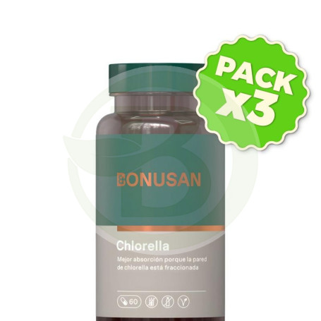 Pack 3x Chlorella 60 Cápsulas Bonusan