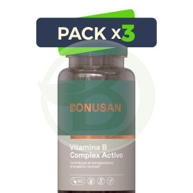 Pack 3x Vitamina B Complejo Activo 60 Cápsulas Bonusan