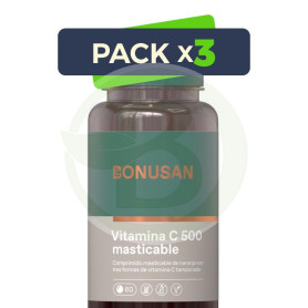 Pack 3x Vitamina C-500 60 Comprimidos Masticables Bonusan