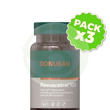 Pack 3x Resveratrol 100 60 Cápsulas Bonusan