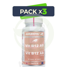Pack 3x Vitamina B12 AB 1000Mg. 60 Tabletas Airbiotic