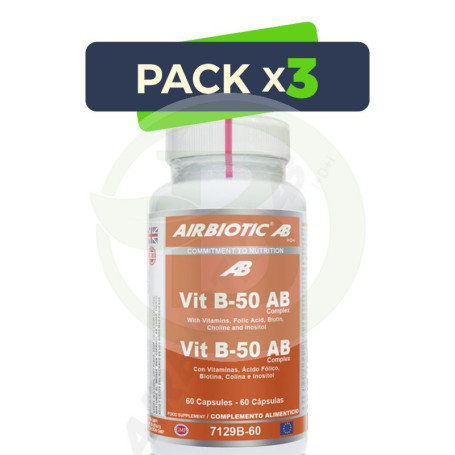 Pack 3x Vitamina B-50 AB Complex 60 Cápsulas Airbiotic