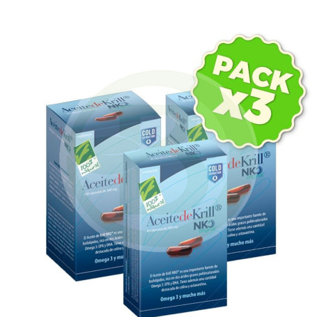 Pack 3x Aceite De Krill Nko 40 perlas 500Mg. 100% Natural